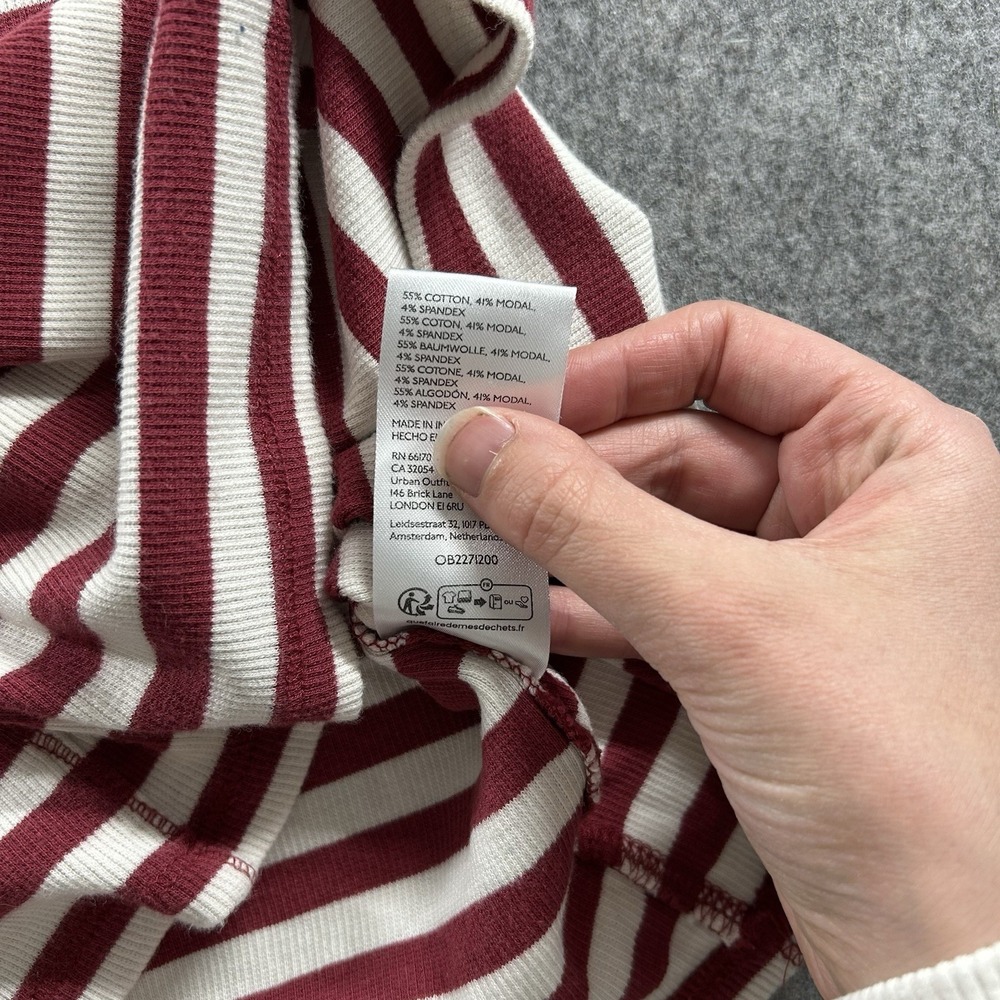 Polo Anthropologie Top Womens Large Envelope Tee Ribbed Striped Red White - Picture 6 of 7
